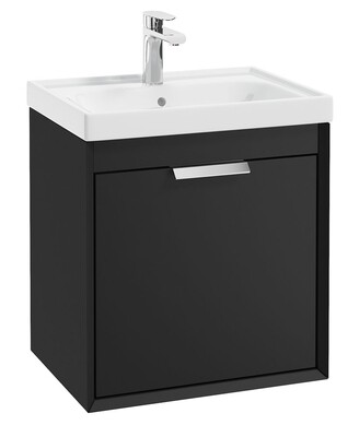 SONAS FJORD 50cm Matt Black Wall Hung Vanity Unit-Brushed Chrome Handle