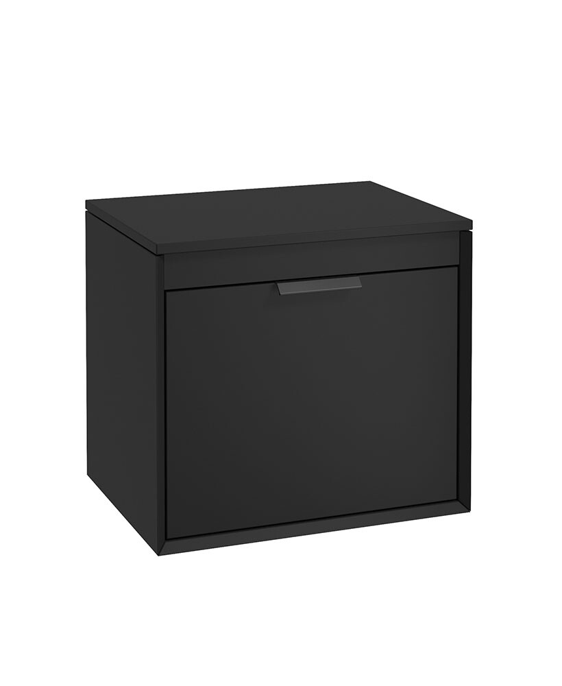 SONAS FJORD 60cm Matt Black Countertop Vanity Unit - Matt Black Handle