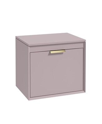 SONAS FJORD 60cm Matt Cashmere Pink Countertop Vanity Unit - Brushed Gold Handle