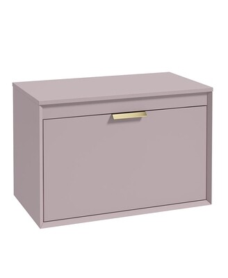 SONAS FJORD 80cm Matt Cashmere Pink Wall Hung Countertop Vanity Unit - Brushed Gold Handle