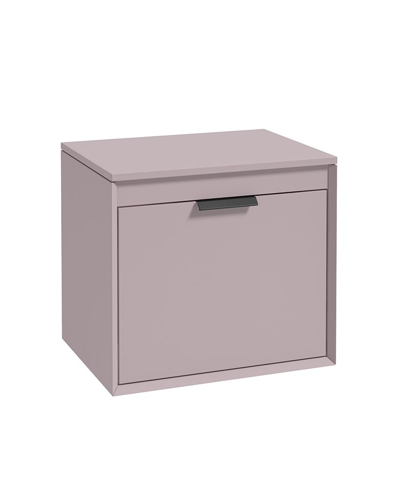 SONAS FJORD 60cm Matt Cashmere Pink Countertop Vanity Unit - Matt Black Handle