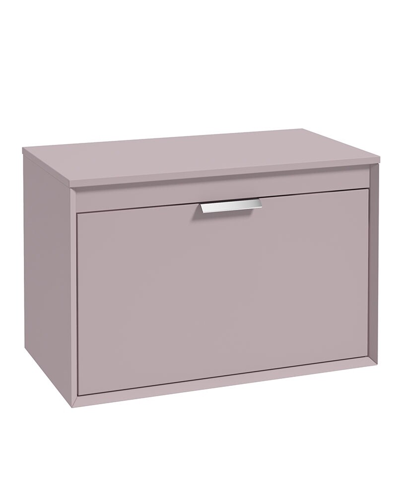 SONAS FJORD 80cm Matt Cashmere Pink Wall Hung Countertop Vanity Unit - Brushed Chrome Handle
