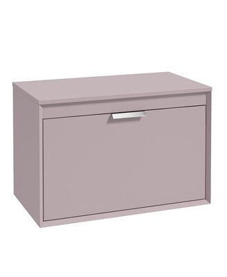 SONAS FJORD 80cm Matt Cashmere Pink Wall Hung Countertop Vanity Unit - Brushed Chrome Handle