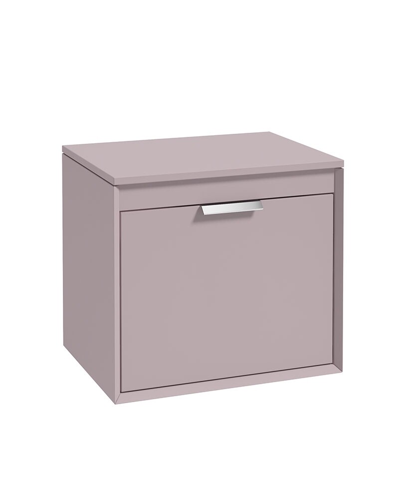 SONAS FJORD 60cm Matt Cashmere Pink Countertop Vanity Unit - Brushed Chrome Handle