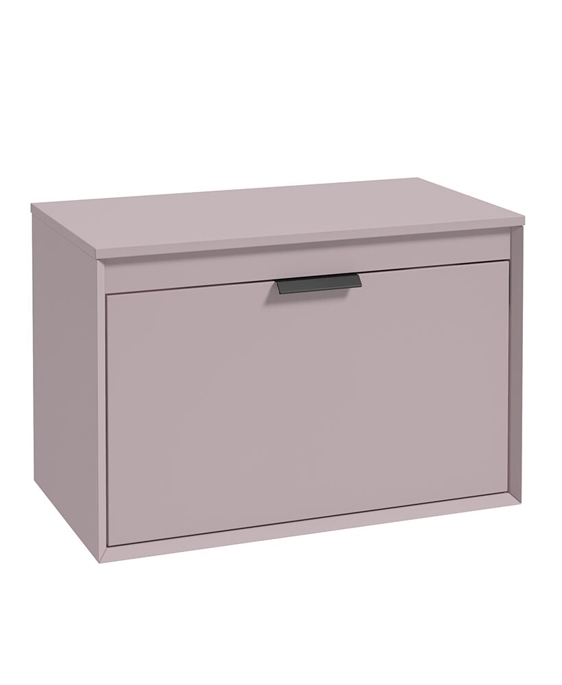 SONAS FJORD 80cm Matt Cashmere Pink Wall Hung Countertop Vanity Unit - Matt Black Handle