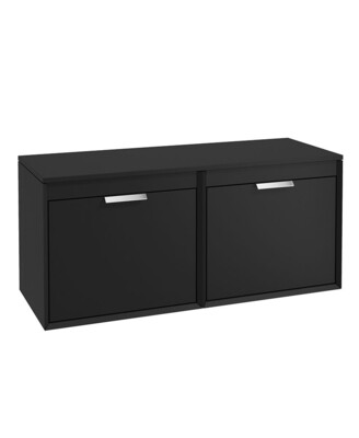 SONAS FJORD 120cm Matt Black Wall Hung Countertop Vanity Unit - Brushed Chrome Handle