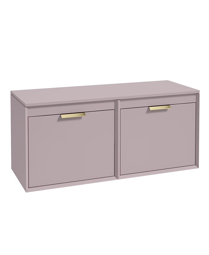 SONAS FJORD 120cm Matt Cashmere Pink Wall Hung Countertop Vanity Unit - Brushed Gold Handle