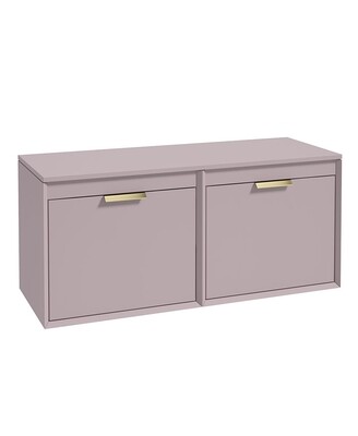 SONAS FJORD 120cm Matt Cashmere Pink Wall Hung Countertop Vanity Unit - Brushed Gold Handle