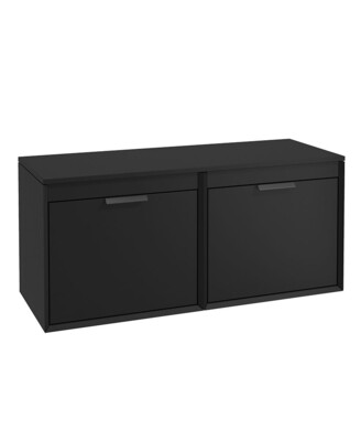SONAS FJORD 120cm Matt Black Wall Hung Countertop Vanity Unit - Matt Black Handle