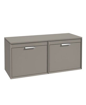 SONAS FJORD 120cm Matt Khaki Wall Hung Countertop Vanity Unit - Brushed Chrome Handle