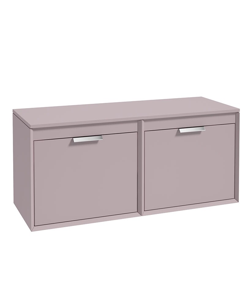 SONAS FJORD 120cm Matt Cashmere Pink Wall Hung Countertop Vanity Unit - Brushed Chrome Handle