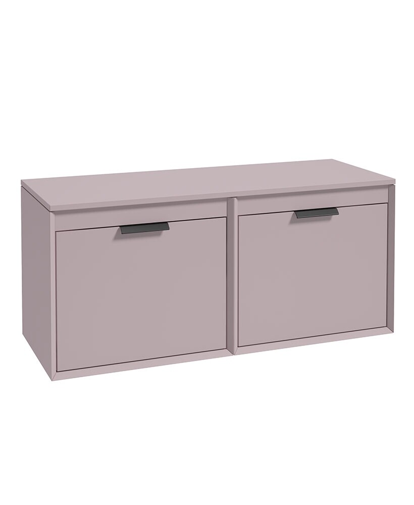 SONAS FJORD 120cm Matt Cashmere Pink Wall Hung Countertop Vanity Unit - Matt Black Handle