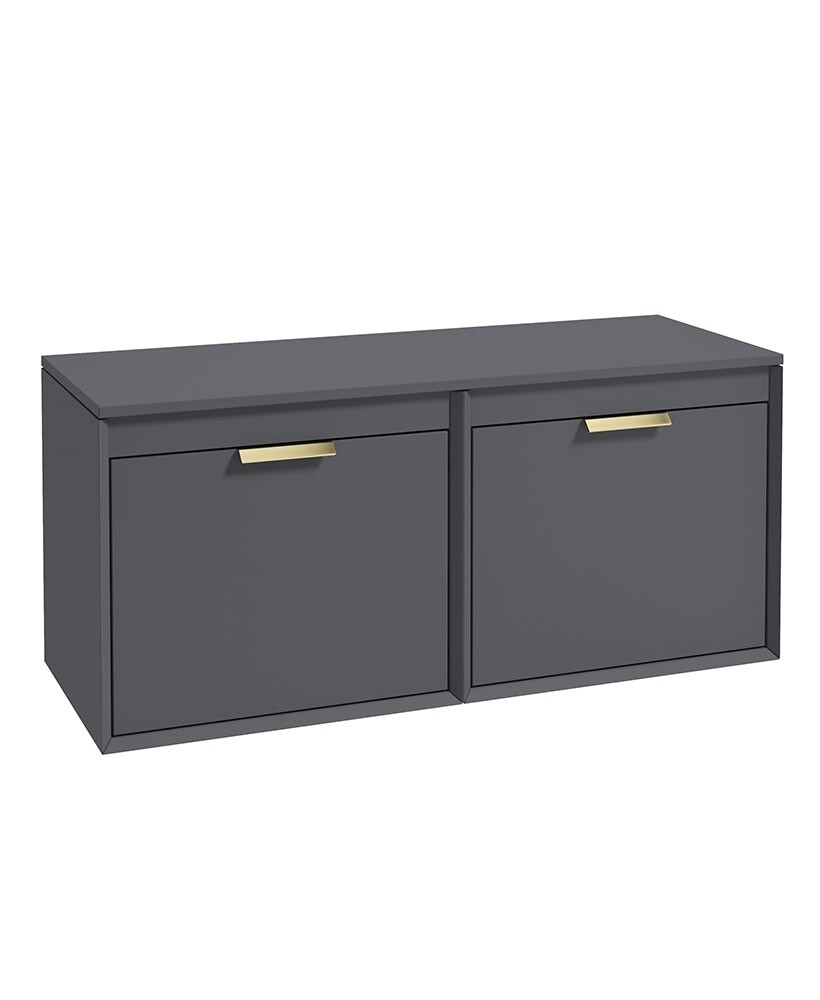 SONAS FJORD 120cm Matt Midnight Grey Wall Hung Countertop Vanity Unit - Brushed Gold Handle