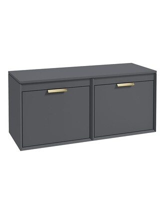 SONAS FJORD 120cm Matt Midnight Grey Wall Hung Countertop Vanity Unit - Brushed Gold Handle
