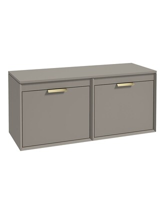 SONAS FJORD 120cm Matt Khaki Wall Hung Countertop Vanity Unit - Brushed Gold Handle