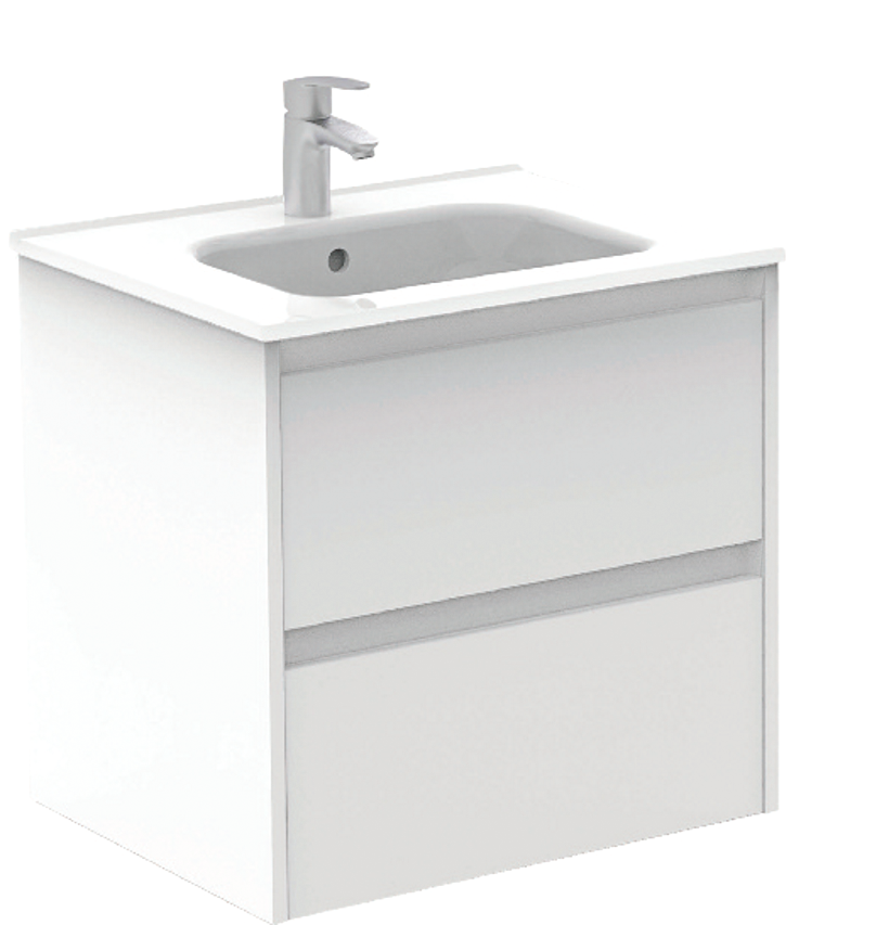SONAS Smart 60cm Gloss White Wall Hung 2 Drawer Vanity Unit