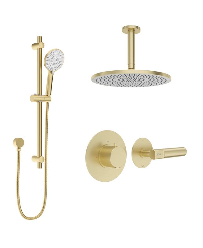 SONAS HAKK Thermostatic Shower Set 1 Brushed Gold with Ceiling Arm