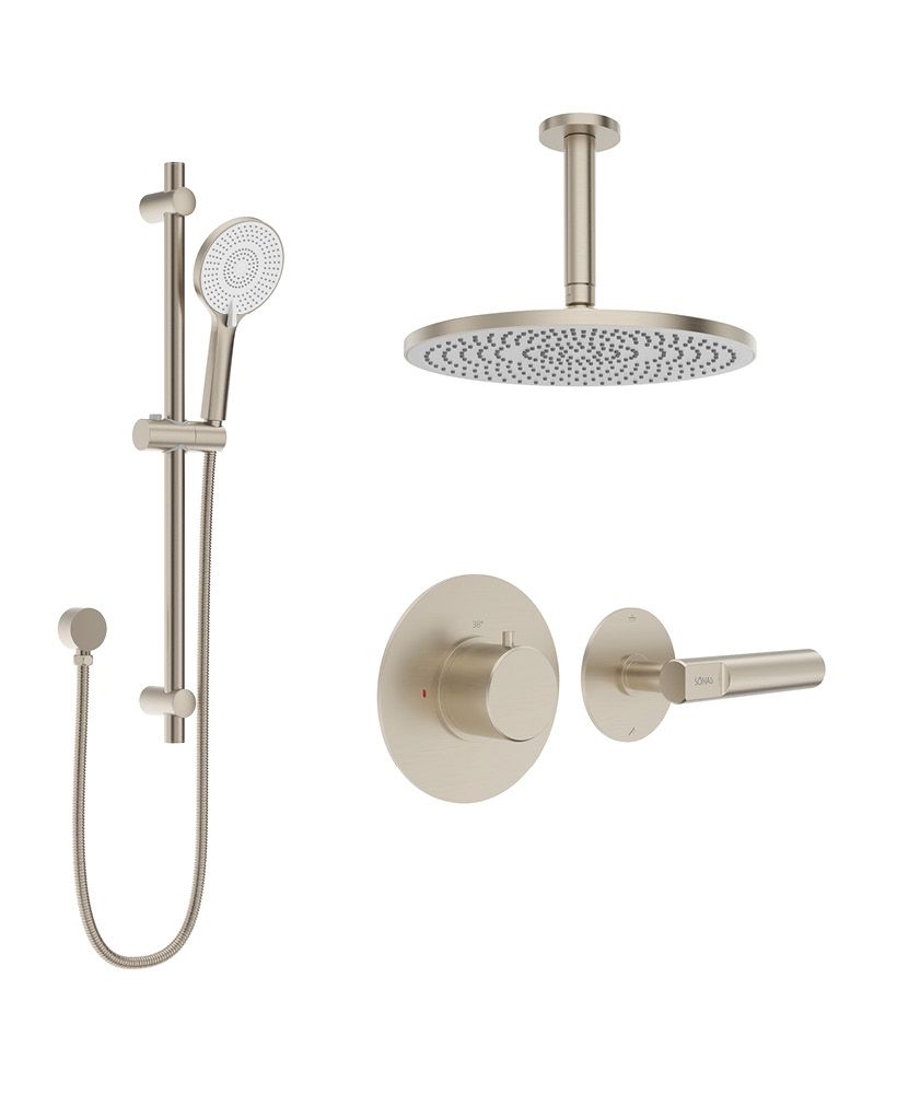 SONAS HAKK Thermostatic Shower Set 1 Brushed Nickel with Ceiling Arm