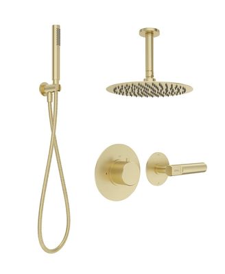 SONAS HAKK Thermostatic Shower Set 2 Brushed Gold with Ceiling Arm