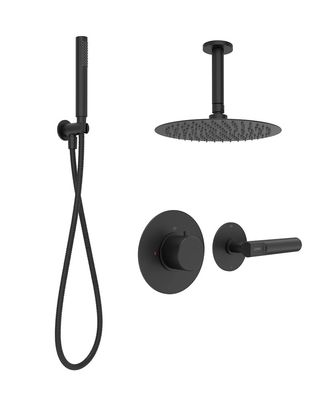 SONAS HAKK Thermostatic Shower Set 2 Matt Black with Ceiling Arm