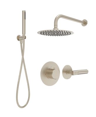 SONAS HAKK Thermostatic Shower Set 2 Brushed Nickel with Wall Arm