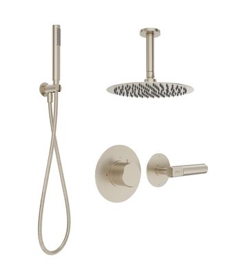 SONAS HAKK Thermostatic Shower Set 2 Brushed Nickel with Ceiling Arm