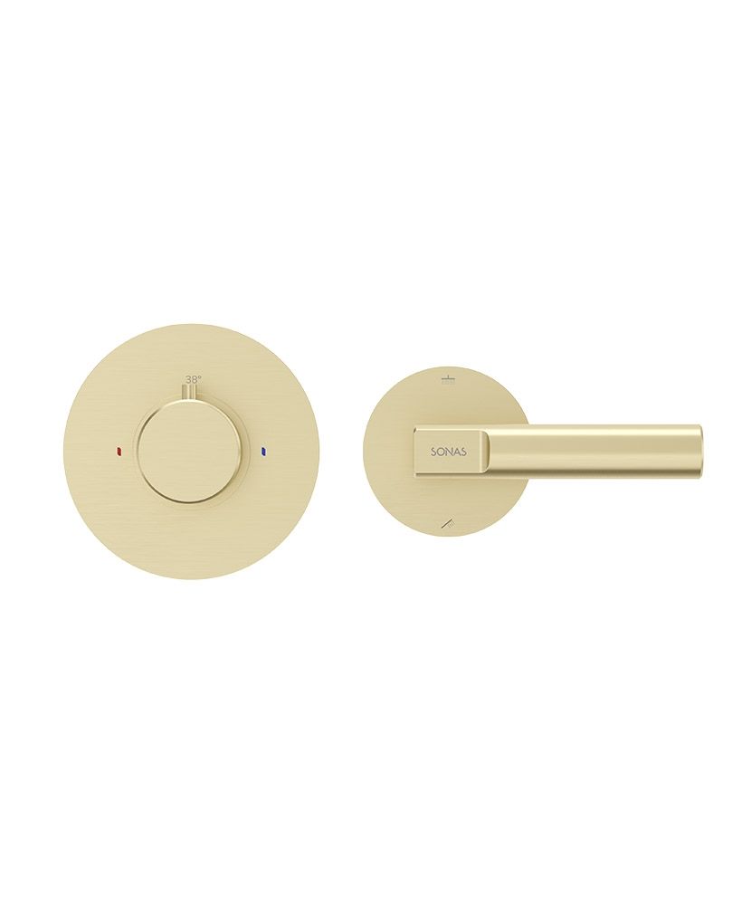 SONAS HAKK Thermostatic Concealed Shower Valve with Diverter Brushed Gold