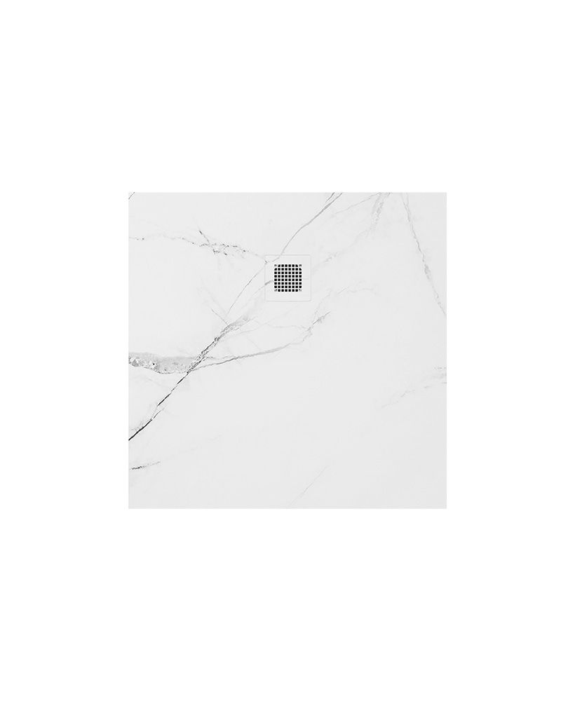 SONAS UNITY Square 900mm Shower Tray White Marble &amp; Waste