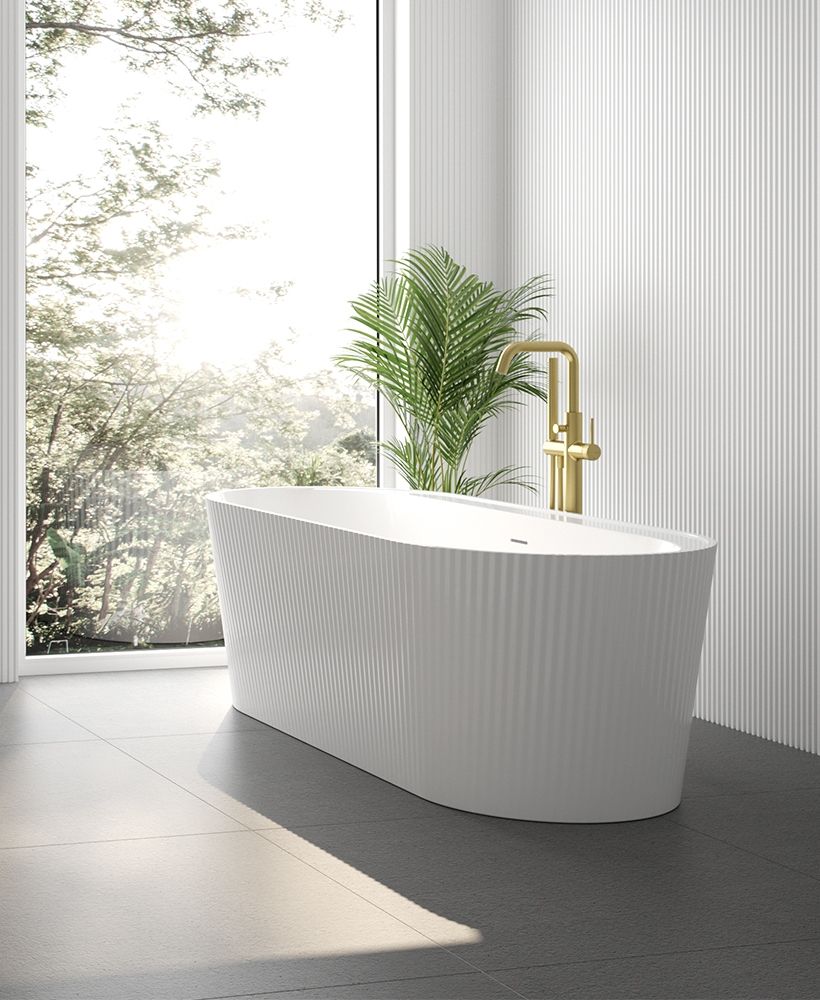 SONAS REED Fluted 1700x750mm Freestanding Bath White