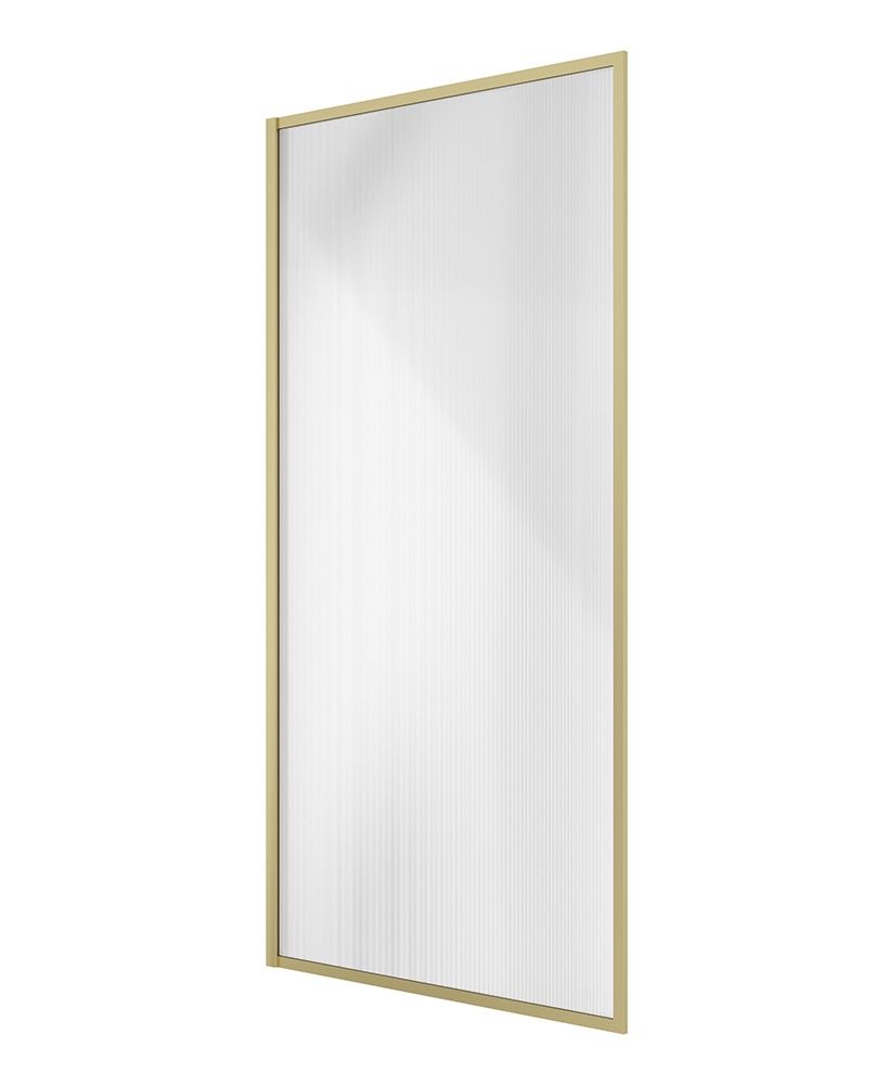 SONAS MIRAGE 800x1500mm Brushed Gold Frame with Fluted Glass Bath Screen