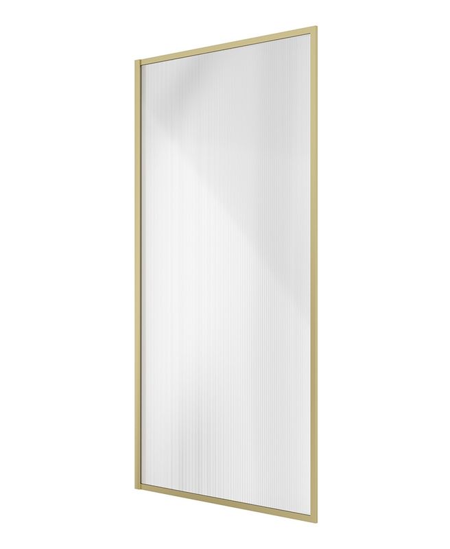 SONAS MIRAGE 800x1500mm Brushed Gold Frame with Fluted Glass Bath Screen