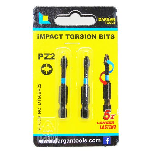 2 pce Pozi No.2 Torsion Bits 50mm