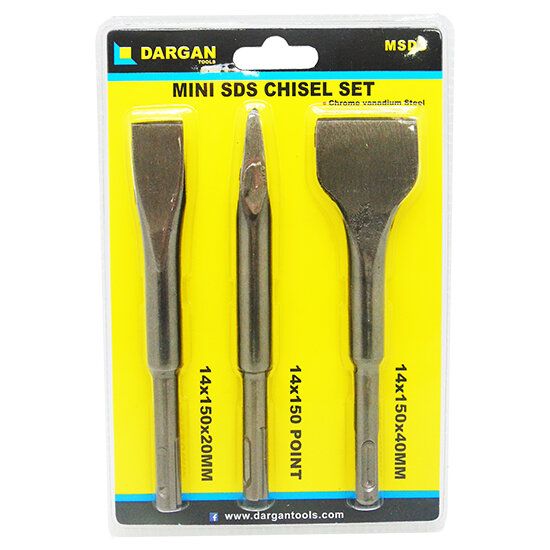 3 pce Dargan Mini SDS Chisel Set