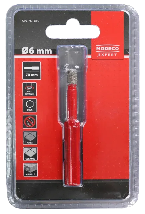 Diamond hole saw 6 mm HEX max 3200 rpm - blister - 1 pc.