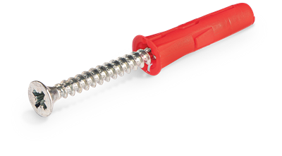 UNO UNIVERSAL PLUG RED (6MM) WITH 4,0X30 SCREW [BAG OF 36]