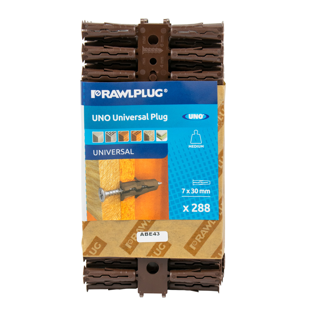 UNO UNIVERSAL PLUG WRAP OF 288PC BROWN 7MM X 3PCS  [SINGLE]