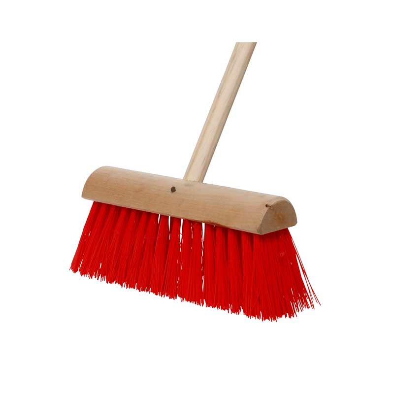Red / Black Heavy-Duty Synthetic Yard Brush Handled