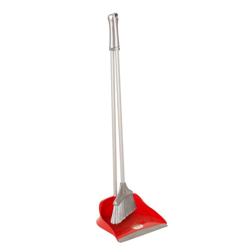 Long Handled Dustpan Set Red