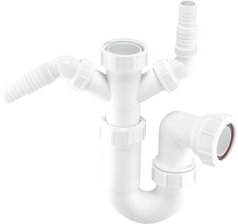 Sink Trap with Twin 135° Domestic Appliance Nozzles