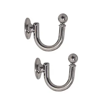 Pair of Decorative Silver Hook &amp; Ball Curtain Tie Backs by De Vielle Essentials
