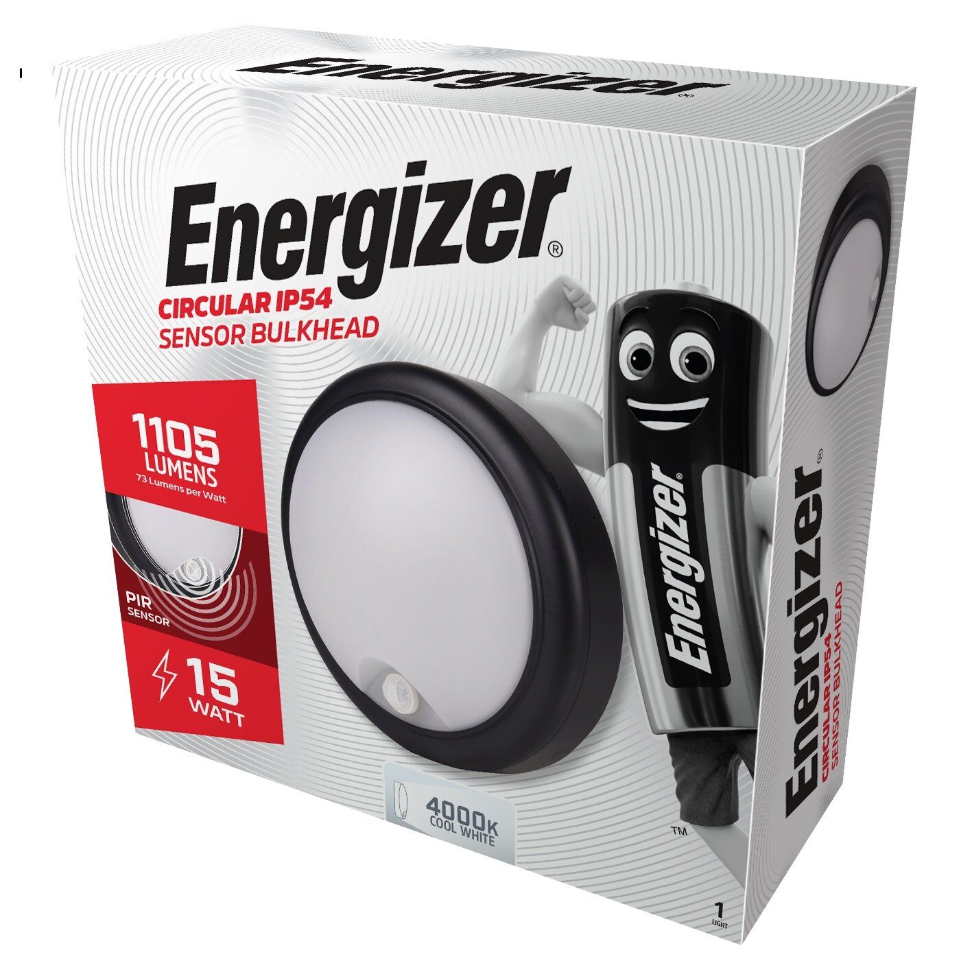 ENERGIZER 15W LED ROUND PIR BULKHEAD 1105 LUMENS