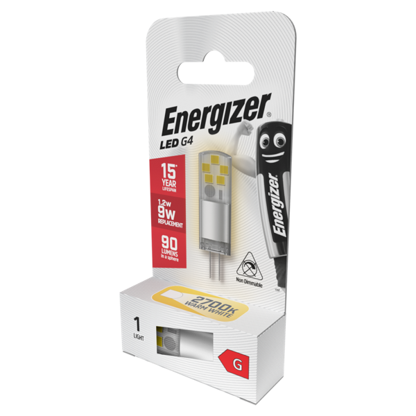 ENERGIZER LED G4 1.2W (9W) 90 LUMENS WARM WHITE 2700K