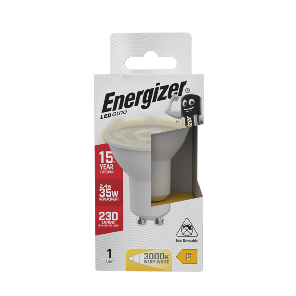 ENERGIZER LED 4.2W (50W) 345 LUMENS GU10 LAMP WARM WHITE 2700K