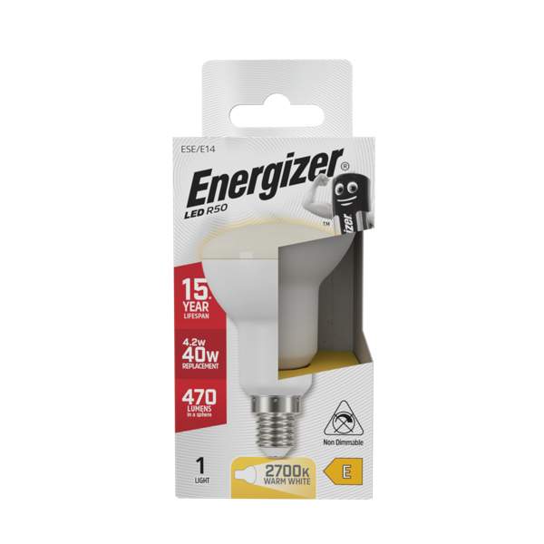 ENERGIZER LED 4W (40W) 430 LUMENS R50 REFLECTOR LAMP WARM WHITE 2700K