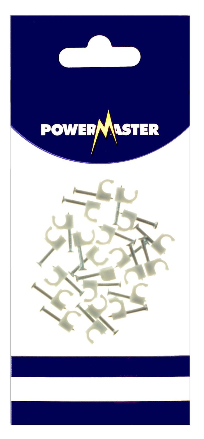 POWERMASTER 20 PCE 5 MM CABLE CLIPS WHITE