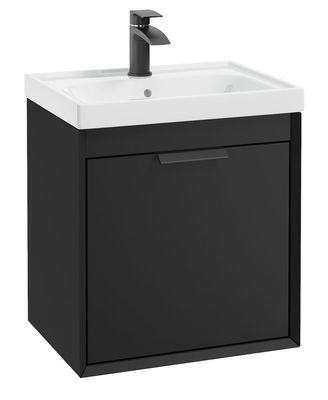 SONAS FJORD 50cm Matt Black Wall Hung Vanity Unit-Matt Black Handle