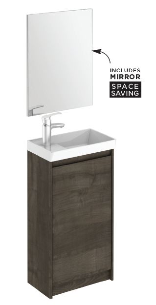 SONAS Dijon 45cm Samara Ash Floor Standing Cloakroom Pack with Mirror