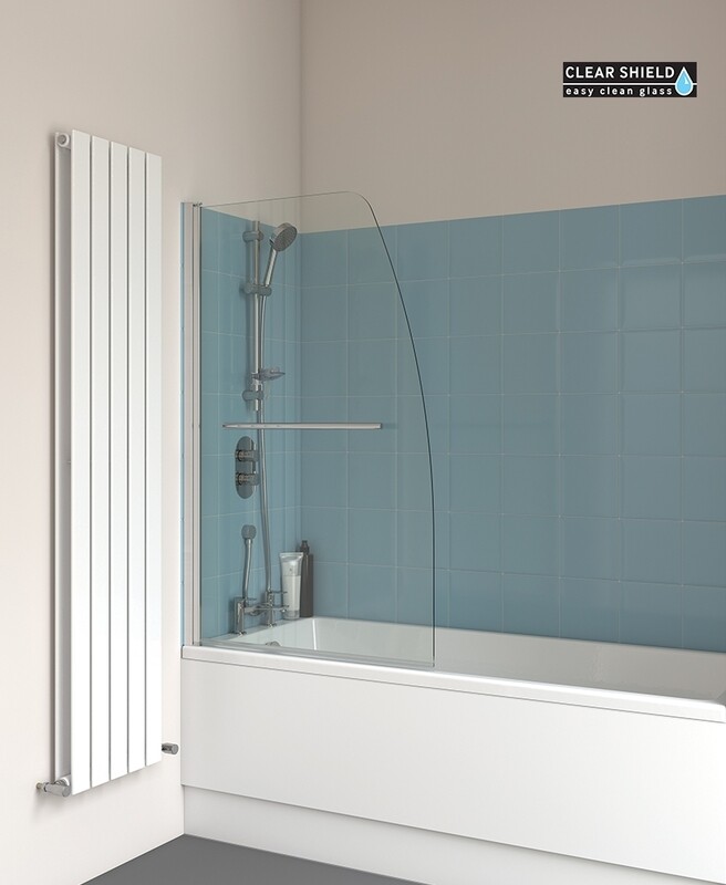 LUNAR SB3 6mm Radius Bath Screen with Towel Rail Chrome