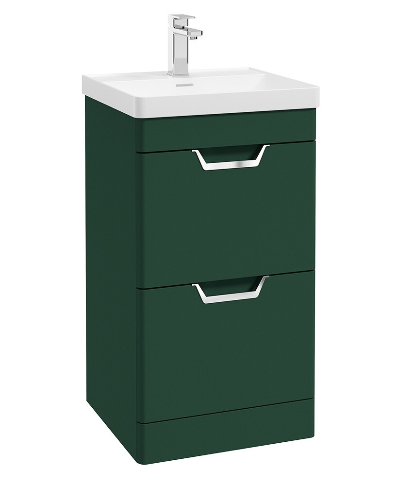 FREYA Floorstanding 50cm Two Drawer Unit Matt Wreath Green &amp; Handles