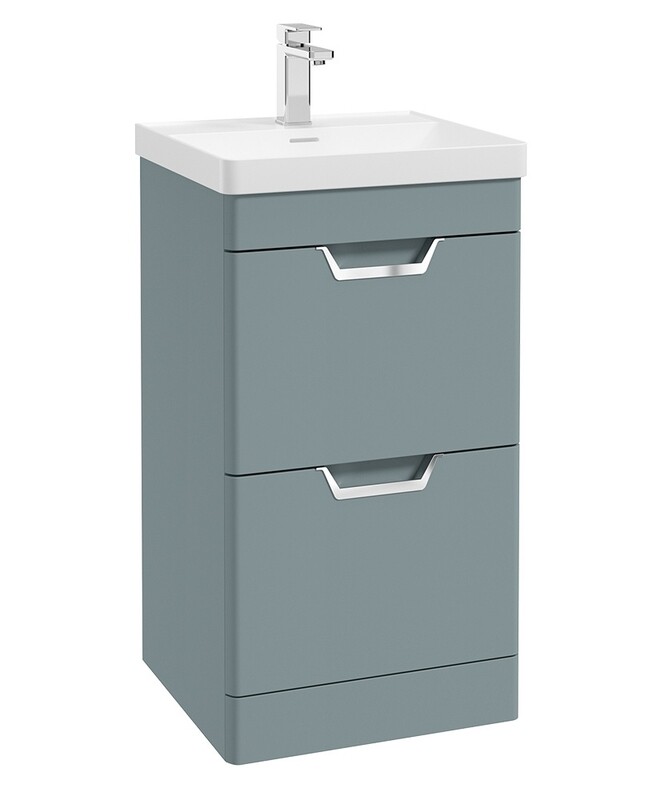 FREYA Floorstanding 50cm Two Drawer Unit Matt Coral Green &amp; Handles